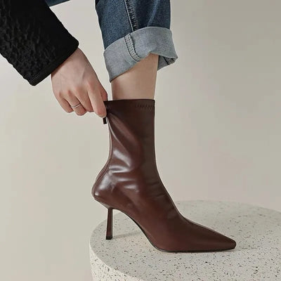 Luxury  Pointed High Ankle Boots