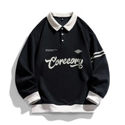 Men Oversized Contrasting Colors Lapel Sweatshirt