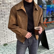Retro Brown Coffee Suede Jacket For Men