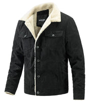 Men's Fleece Collar  Button Warm Cushion Corduroy Jacket