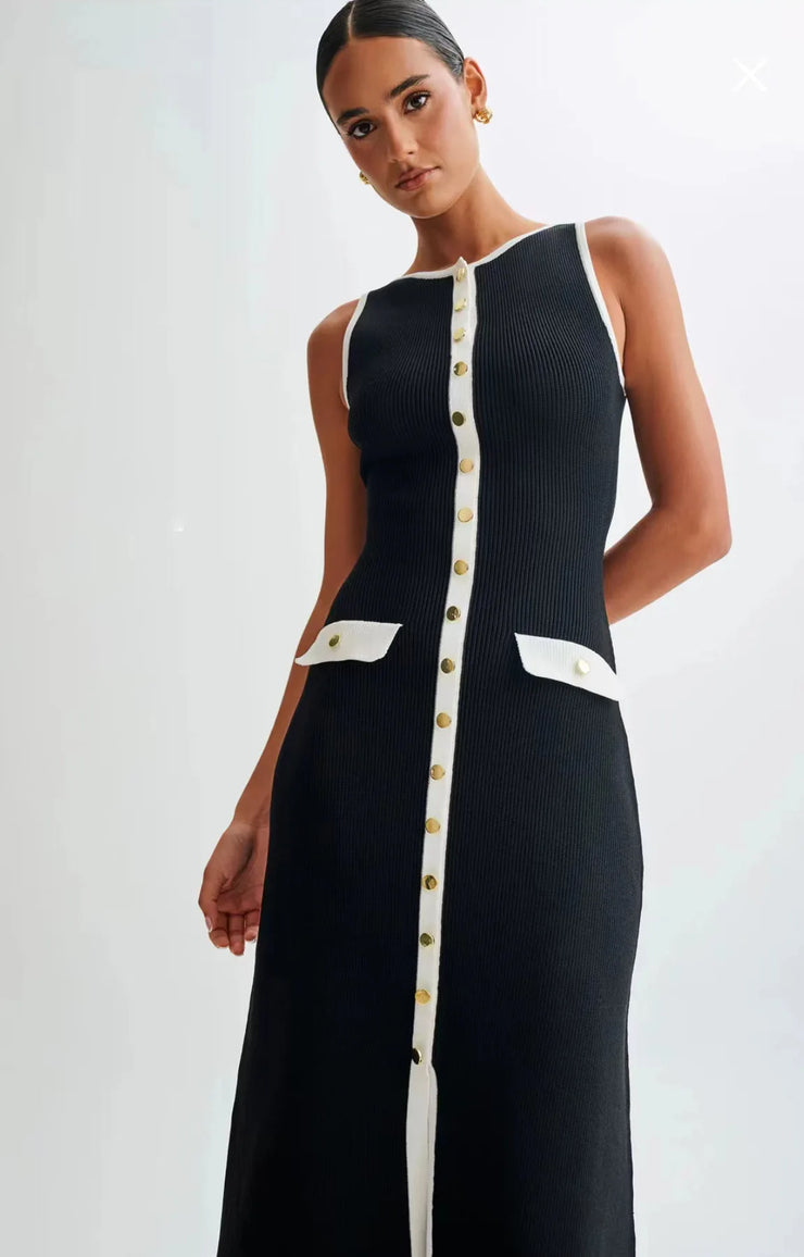 Elegant Women Sleeveless Single Breasted Bodycon Dress