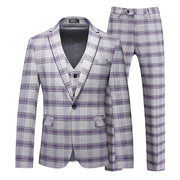 luxury Men's Striped Plaid suit (Jacket +Pants+ Vest)