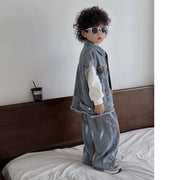 POPULAR WESTERN STYLE CHILDERN'S  LEISURE GRAFFITI TWO PIECE SUITS