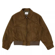 Retro Brown Coffee Suede Jacket For Men