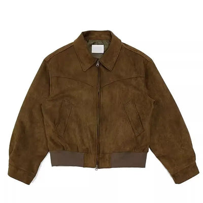 Retro Brown Coffee Suede Jacket For Men