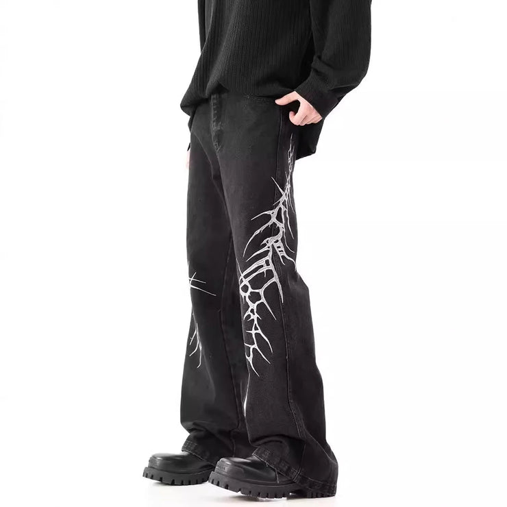Heavy Embroidery Hip-Hop Flared Trousers