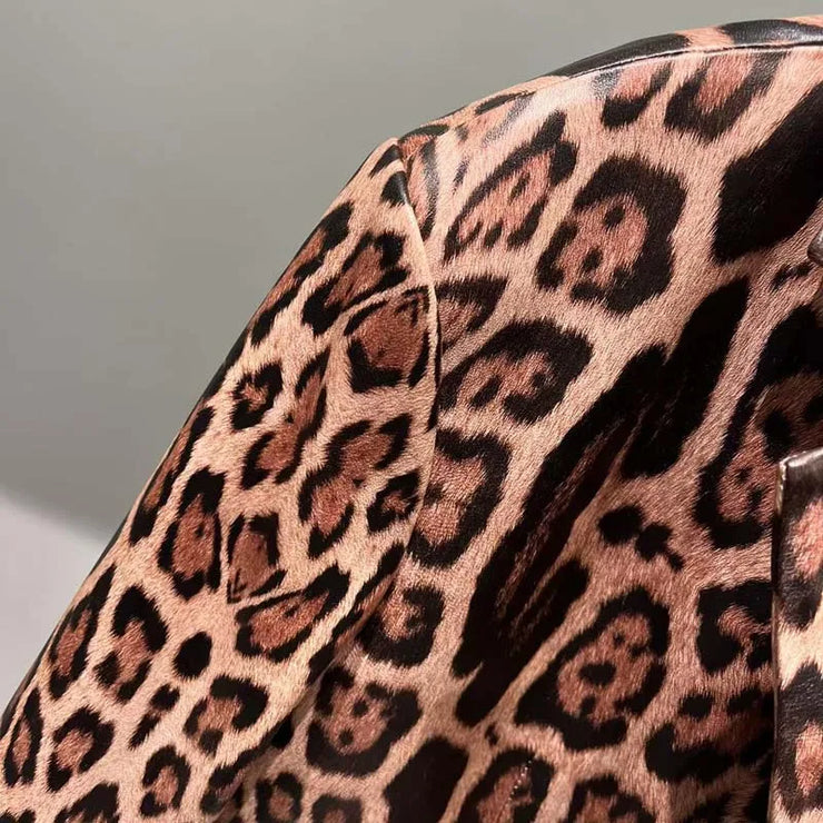 LUXARY PEOPARD PRINTED LEATHER JACKET FOR WOMEN
