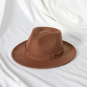 Retro Feather Fedoras Felt Wide Brim Jazz Cap