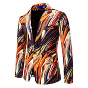 New Men's Fashionable Colored Printed Single Button Jacket