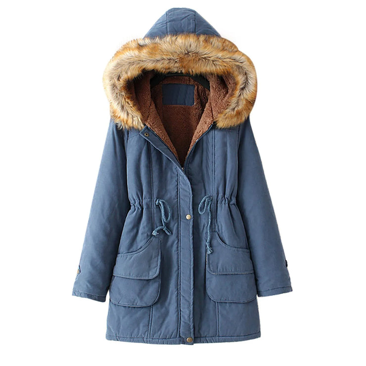 VELVET THICKENED MID LENGTH WARM JACKET