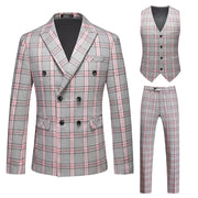 luxury Men's Striped Plaid suit (Jacket +Pants+ Vest)