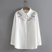 WOMEN'S CHEST EMBROIDERY FLOWER LONG COTTON SLEEVE