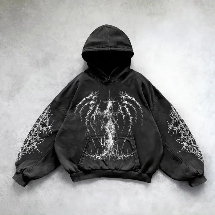 Men Vintage High Street Hooded Sweatshirt