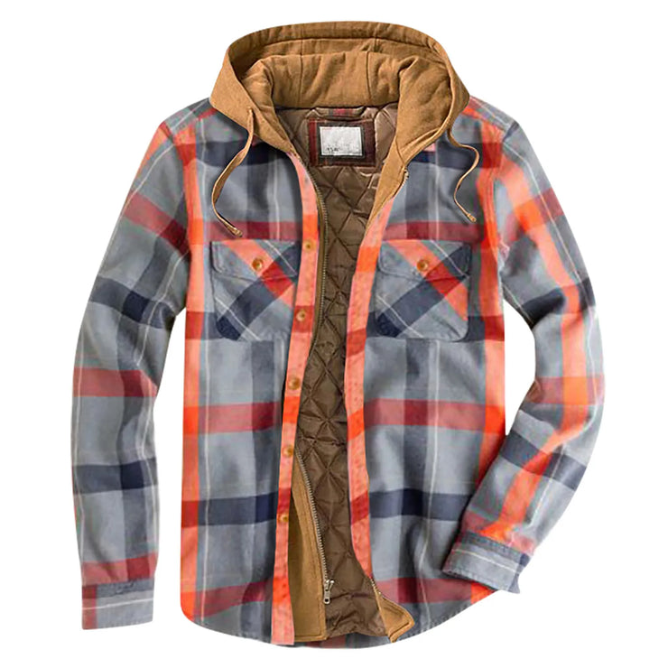 Men's Quilted Lined Button Down Plaid Shirt