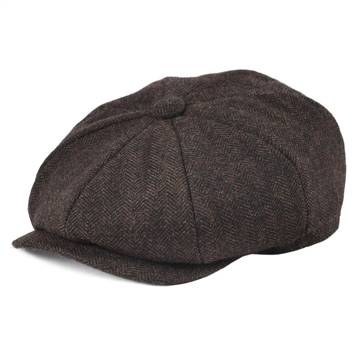 BOTVELA Blue Herringbone Newsboy Cap