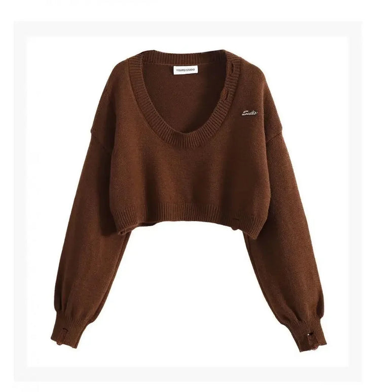 Preppy Style Women's Cropped Sweater