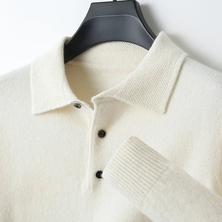 Merino Wool Cardigans Men Lapel Pullover sweatshirt