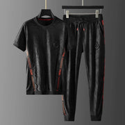 European high-end Jacquard Ribbon splicing tracksuit