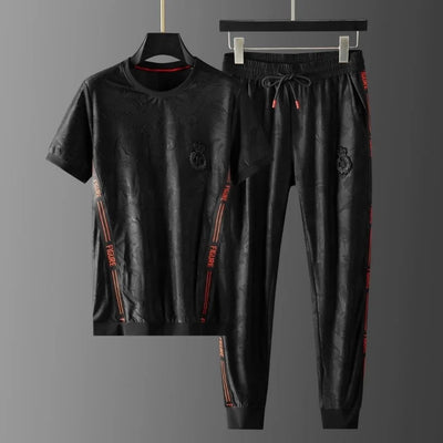 European high-end Jacquard Ribbon splicing tracksuit