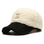 White Brown Lambswool  Warm Plush Trucker Cap