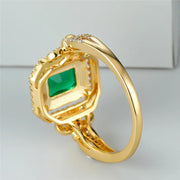 Luxury Crystal Green Zircon Square Stone Ring