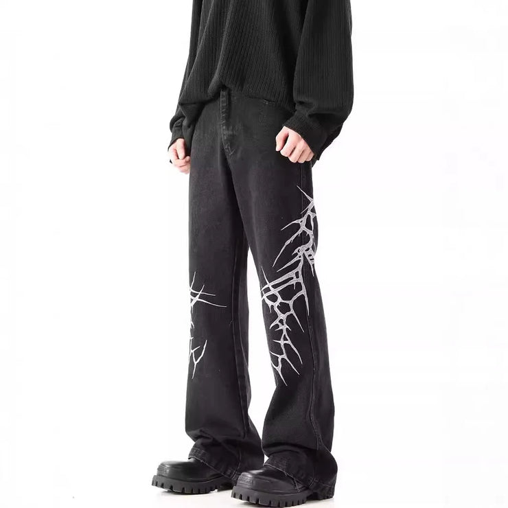 Heavy Embroidery Hip-Hop Flared Trousers