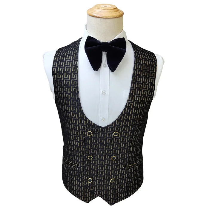 Three piece Gold Palace Printed wedding suit