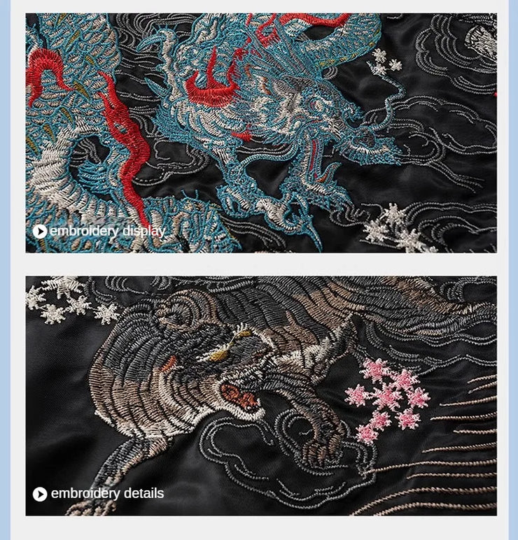 Luxary tiger dragon embroidery vintage jacket