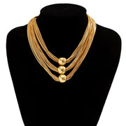Gothic Layered Big Ball Pendant Choker Necklace