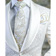 Luxury White Jacquard one button slim fit suit