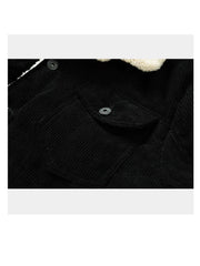 Men's Fleece Collar  Button Warm Cushion Corduroy Jacket