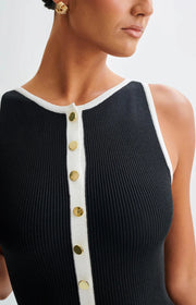 Elegant Women Sleeveless Single Breasted Bodycon Dress