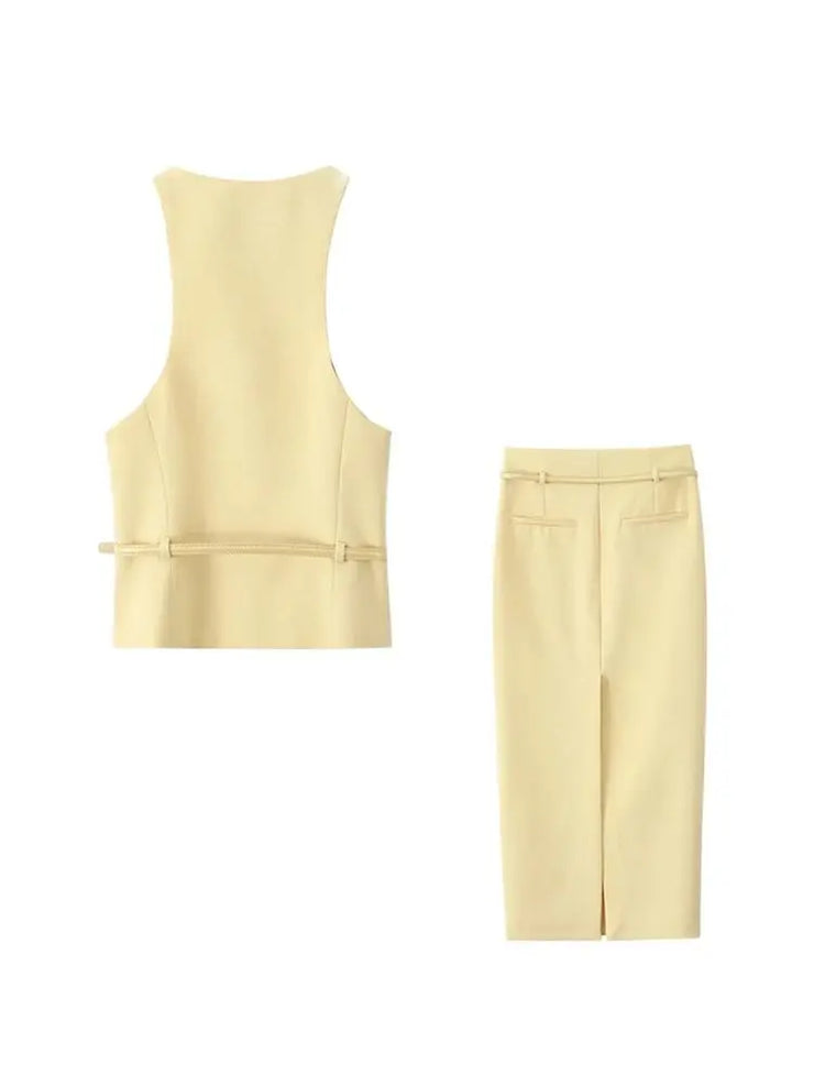 Women's Luxury High Waist Side Zipper Midi Skirt