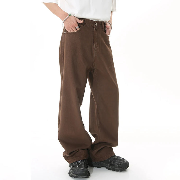 VINTAGE  STYLE MID HIGH SUMMER VERSATILE WIDE LOOSE JEANS