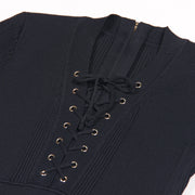 Designer Sexy V-neck Short Sleeved Slim Dress