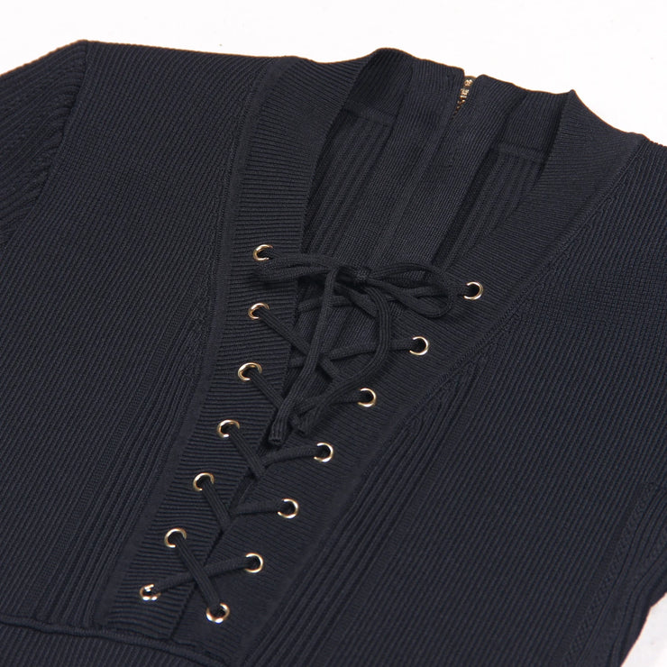 Designer Sexy V-neck Short Sleeved Slim Dress