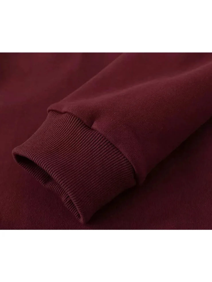 Vintage Half Open Collar Long Sleeves Pullover Sweatshirt