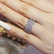 Trendy White Diamond Rectangle Fashion Ring
