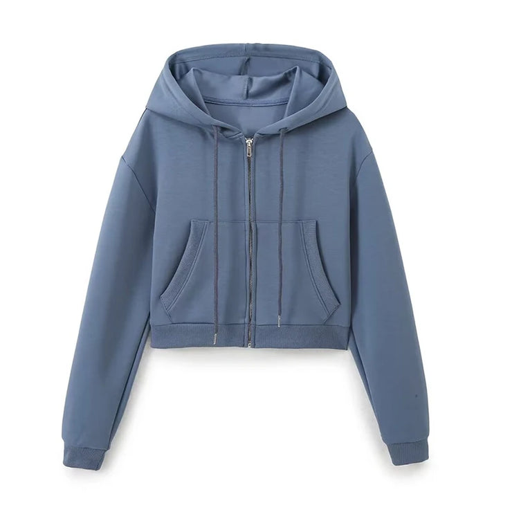 Autumn Women Cropped Cotton Sweatshirt
