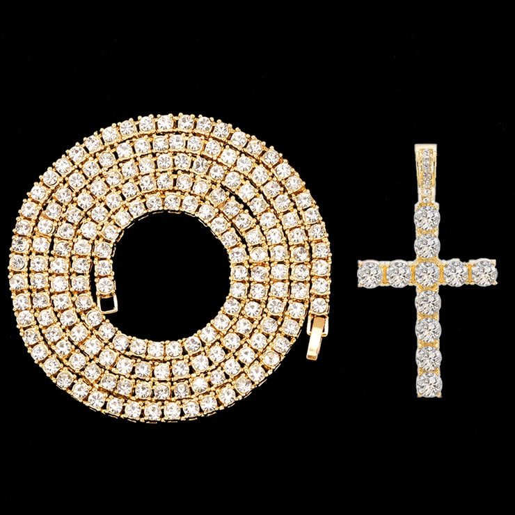 Hip Hop Iced Out Cross Pendant Necklace