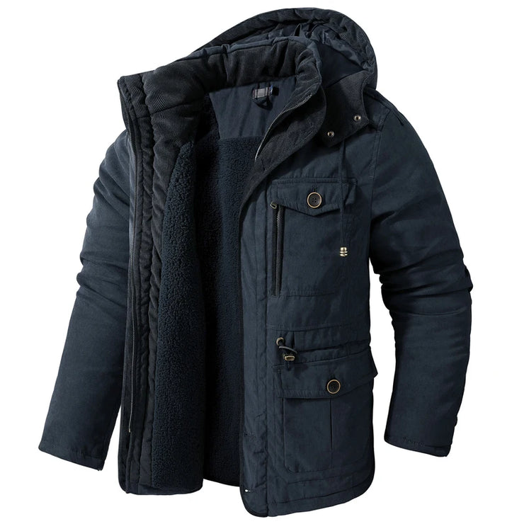 mens warm Outdoor Multi-pocket Windbreaker Jacket