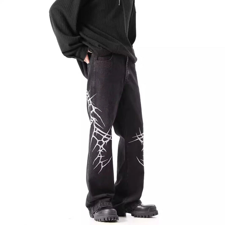 Heavy Embroidery Hip-Hop Flared Trousers