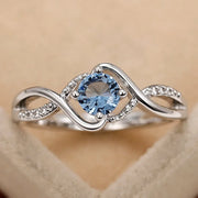 Modern Charming Blue Cubic Zirconia High-Quality Silver Color Ring