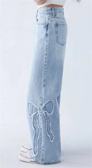 Women's Butterfly Embroidery Vintage High Street Denim