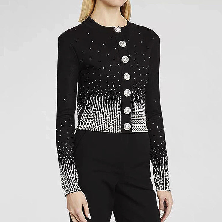 Luxury Heavy Hot Diamond Knitted Cardigan Jacket