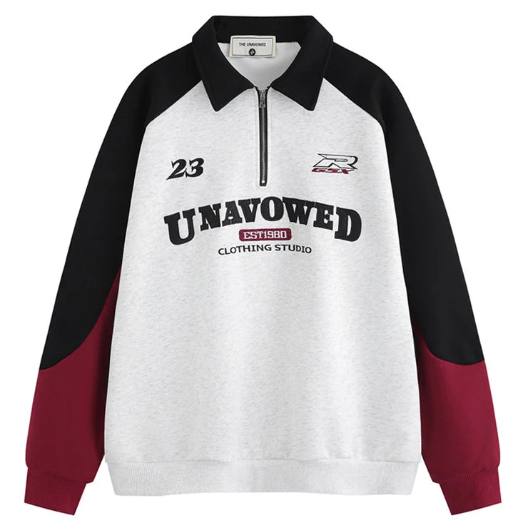 Men Polo Collar Streetwear Sweatshirt