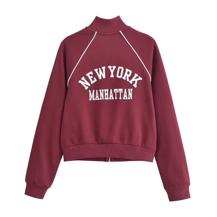 Women's Stand Collar Flannel sports set